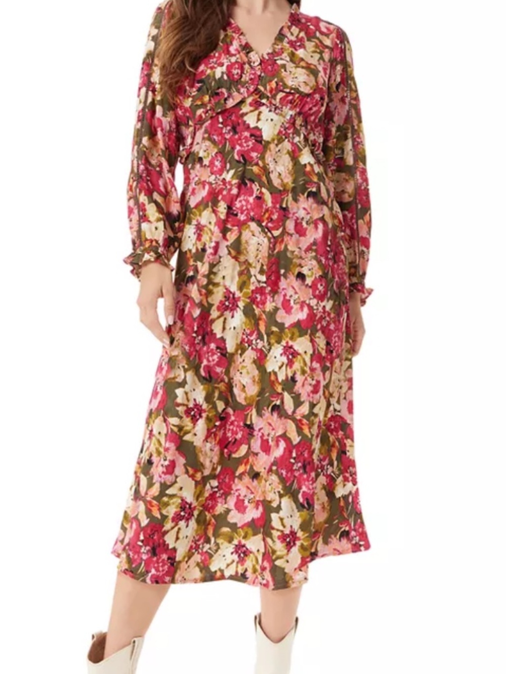 NWT SAM EDELMAN ILLORA FLORAL RUFFLE MIDI DRESS